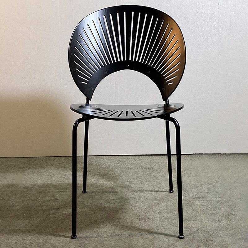 Silla industrial de metal con respaldo abierto para cocina, comedor, silla lateral