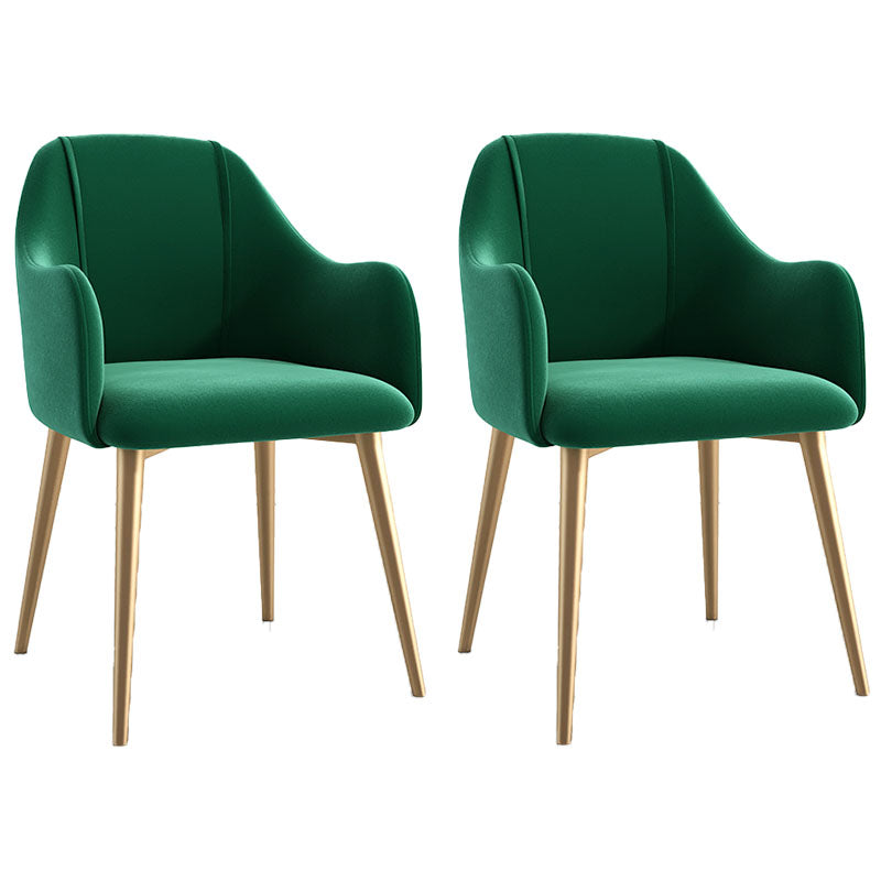 Sillas de comedor de terciopelo Glam, silla lateral de comedor de metal con brazo para uso en restaurantes