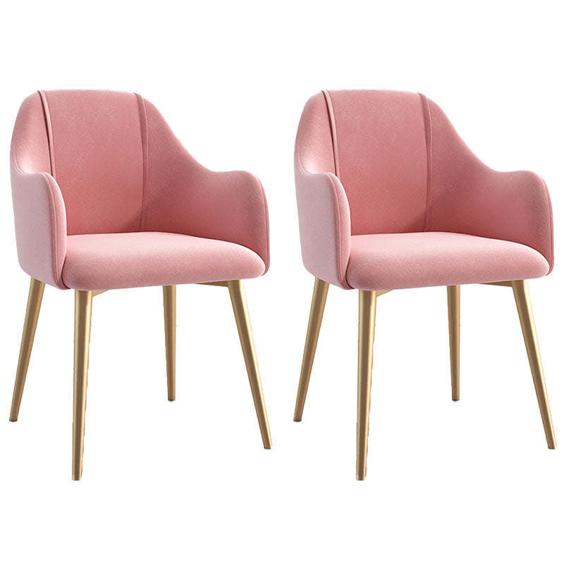 Sillas de comedor de terciopelo Glam, silla lateral de comedor de metal con brazo para uso en restaurantes