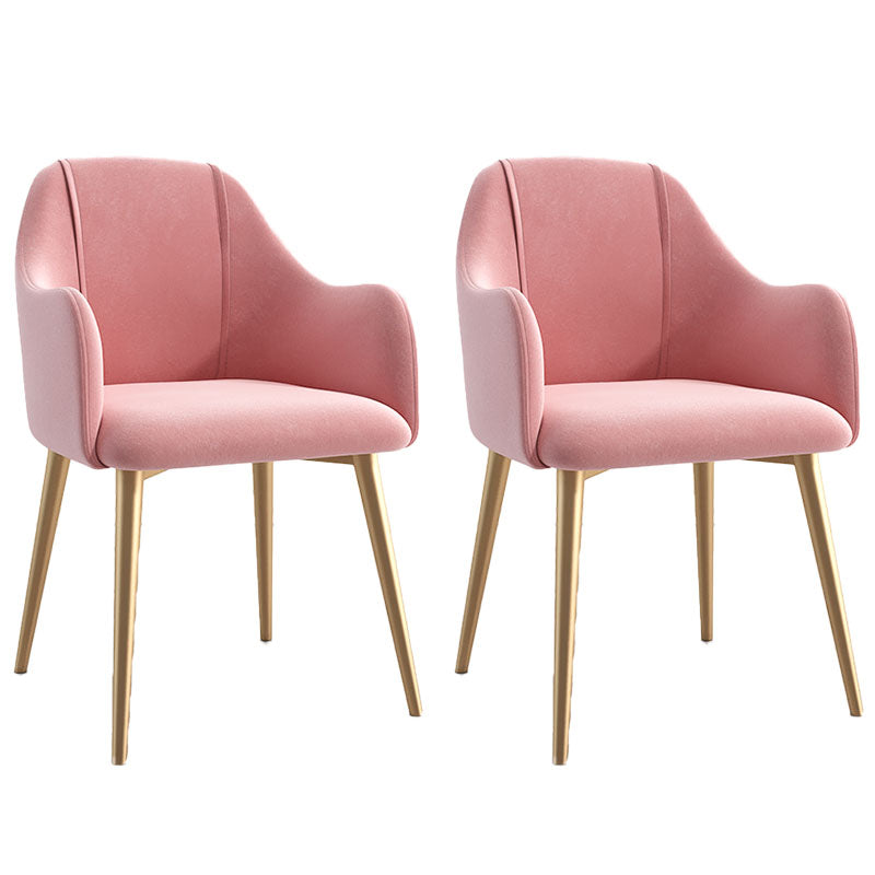 Sillas de comedor de terciopelo Glam, silla lateral de comedor de metal con brazo para uso en restaurantes