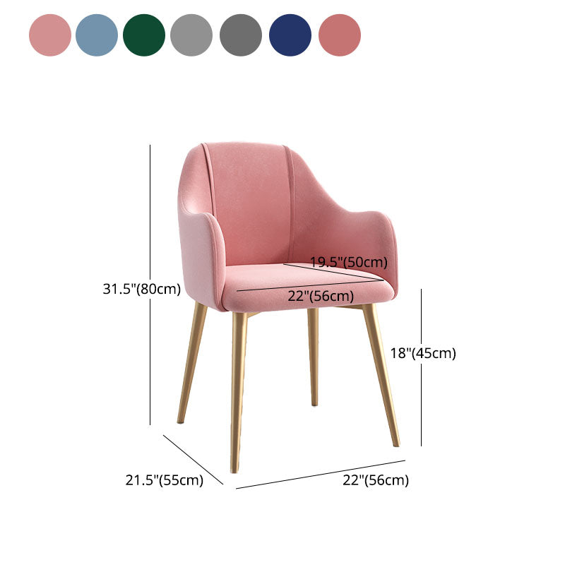 Sillas de comedor de terciopelo Glam, silla lateral de comedor de metal con brazo para uso en restaurantes