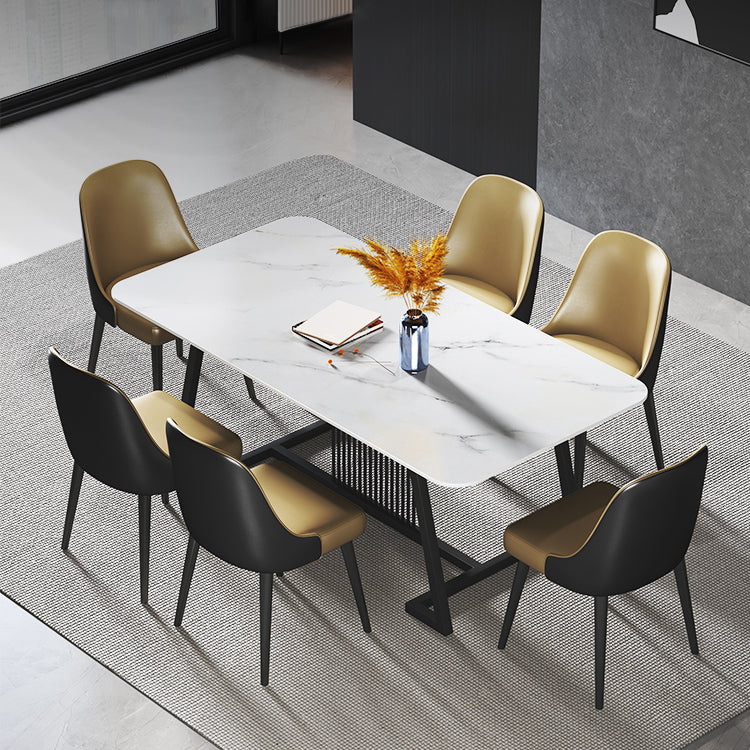Modern 1/2/5/7 Pieces Dining Set Sintered Stone Rectangle Dining Table with Chairs