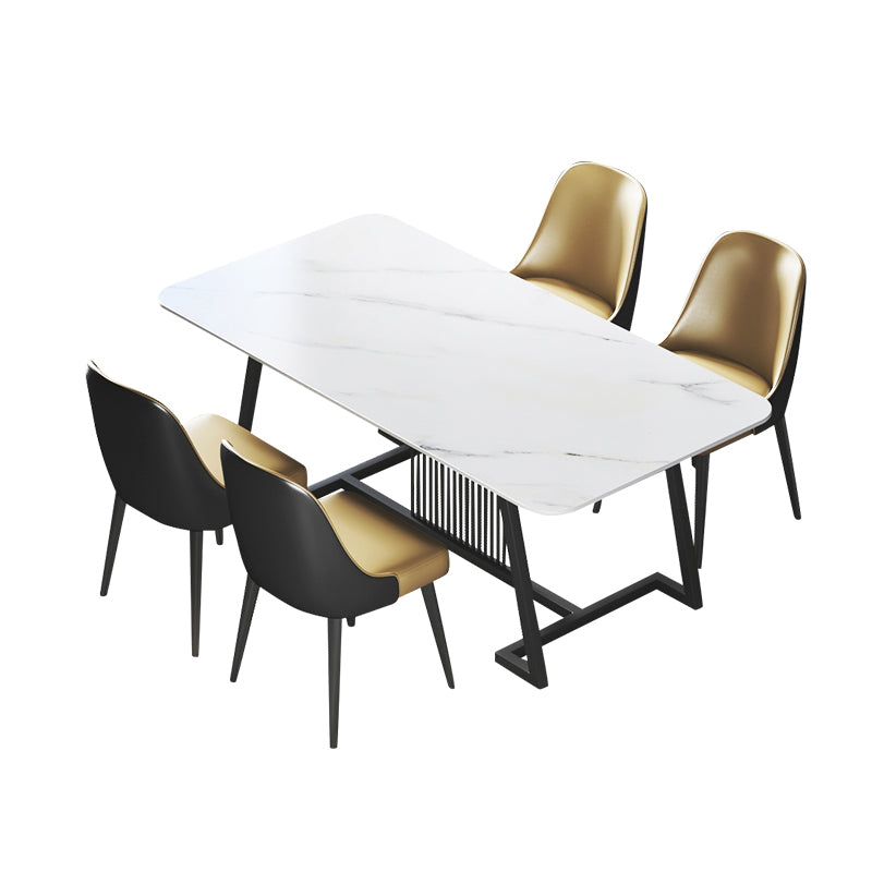 Modern 1/2/5/7 Pieces Dining Set Sintered Stone Rectangle Dining Table with Chairs