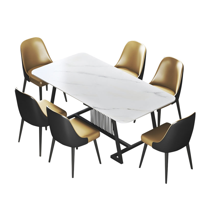 Modern 1/2/5/7 Pieces Dining Set Sintered Stone Rectangle Dining Table with Chairs
