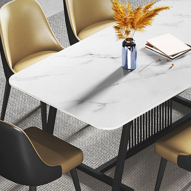 Modern 1/2/5/7 Pieces Dining Set Sintered Stone Rectangle Dining Table with Chairs
