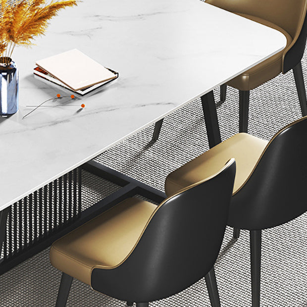 Modern 1/2/5/7 Pieces Dining Set Sintered Stone Rectangle Dining Table with Chairs