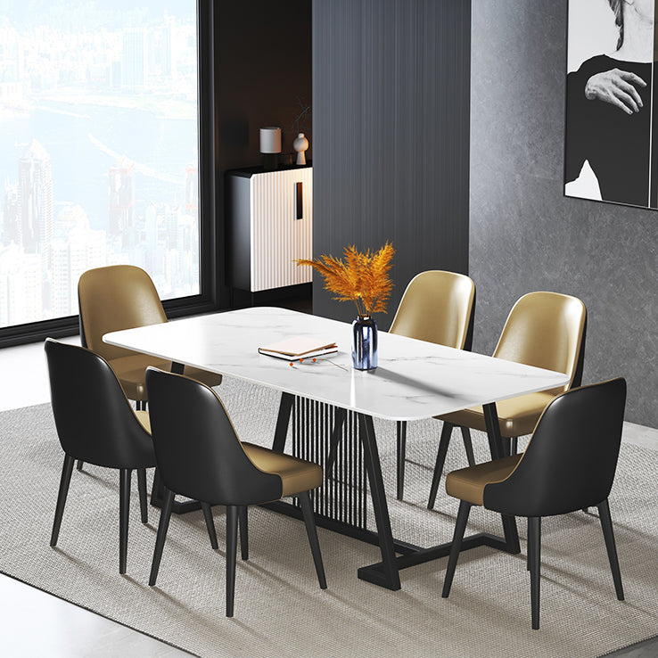Modern 1/2/5/7 Pieces Dining Set Sintered Stone Rectangle Dining Table with Chairs