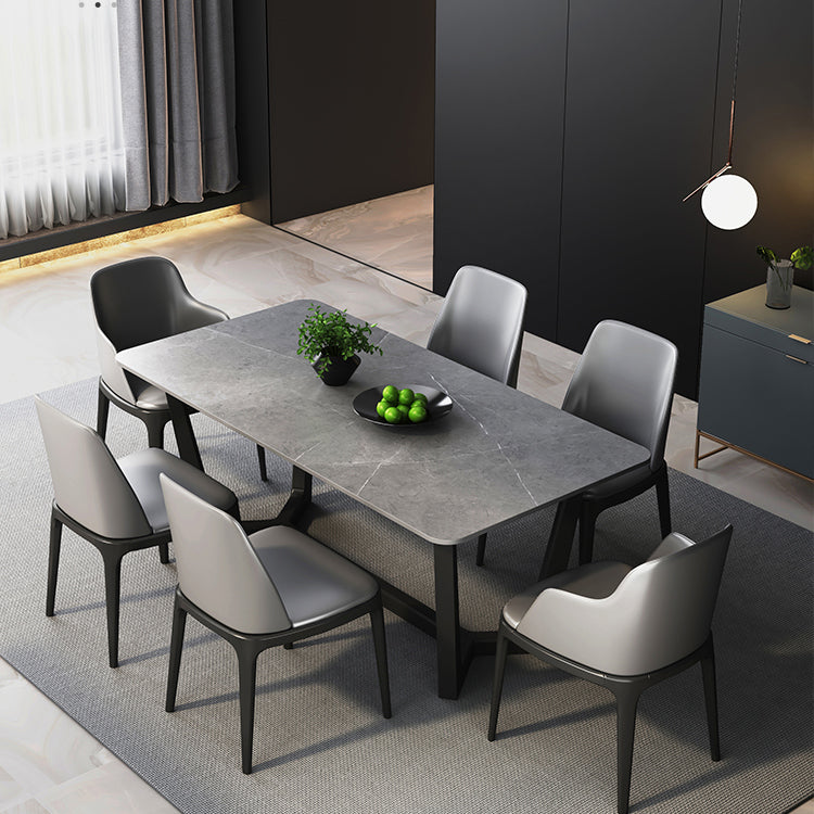 Modern 1/2/5/6/7 Pieces Dining Set Sintered Stone Dining Table with Leather Chairs