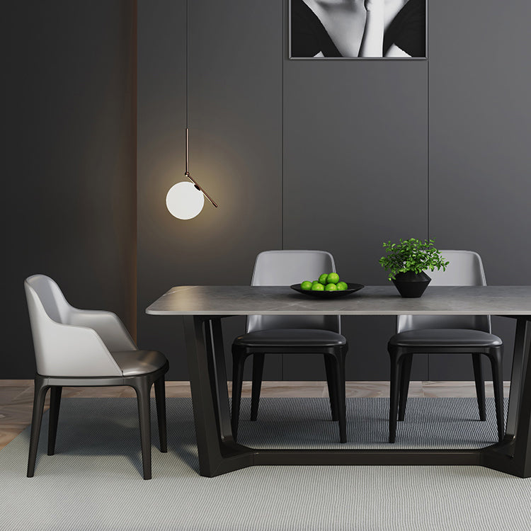 Modern 1/2/5/6/7 Pieces Dining Set Sintered Stone Dining Table with Leather Chairs