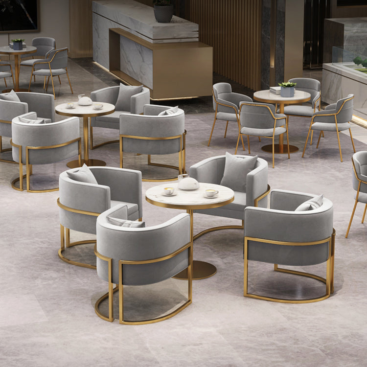 1/2/4/5 Pcs Metal Glam Dining Room Set with Round Table and Arm Chairs Dining Set