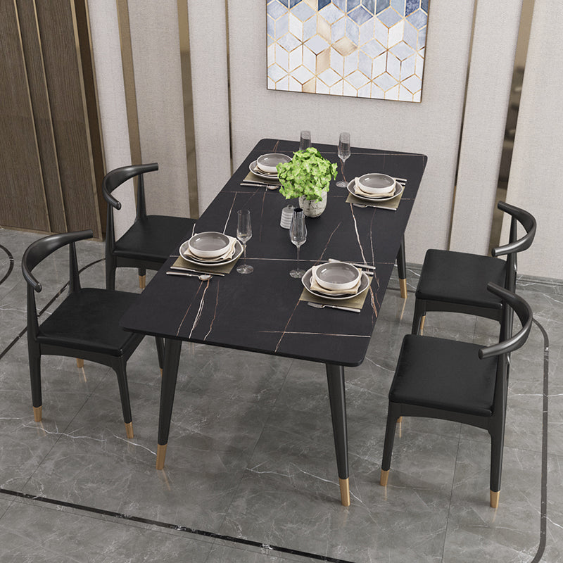 Nordic 1/4/5/7 Pieces Dining Set Sintered Stone Top Table with Leather Chairs