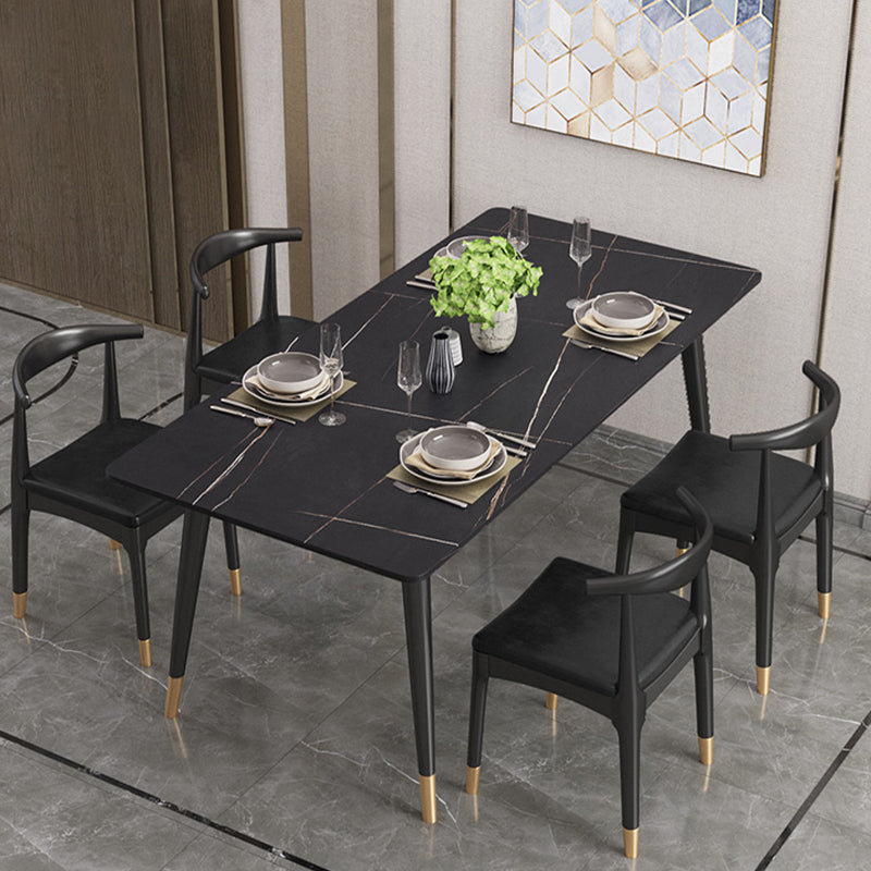 Nordic 1/4/5/7 Pieces Dining Set Sintered Stone Top Table with Leather Chairs
