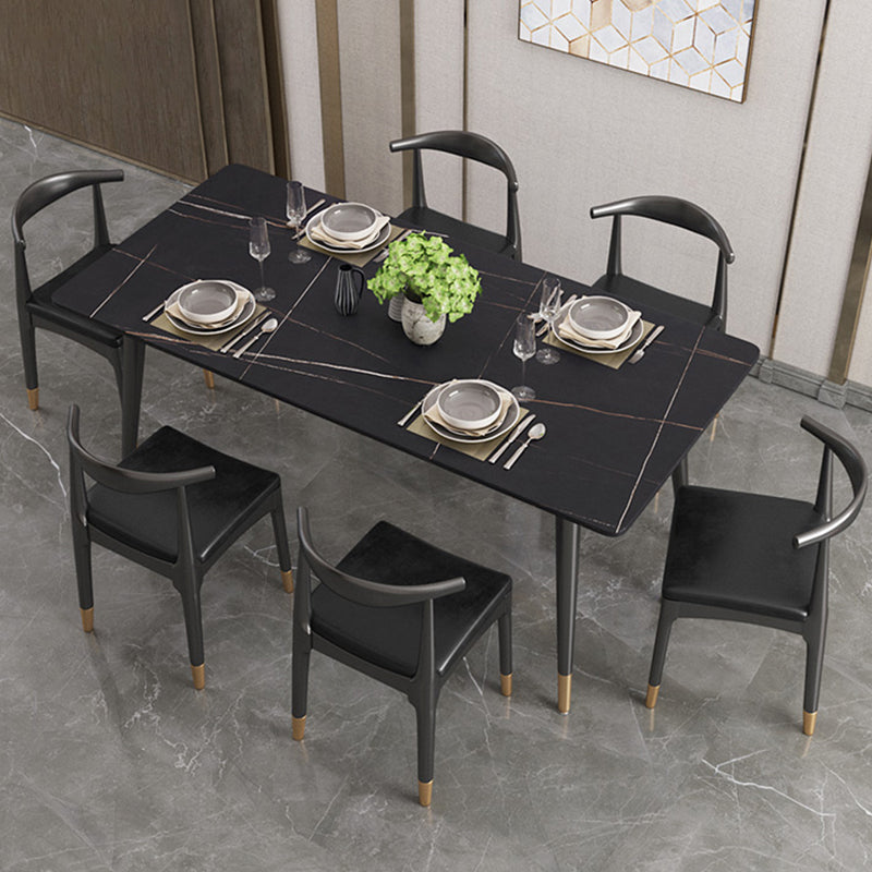 Nordic 1/4/5/7 Pieces Dining Set Sintered Stone Top Table with Leather Chairs