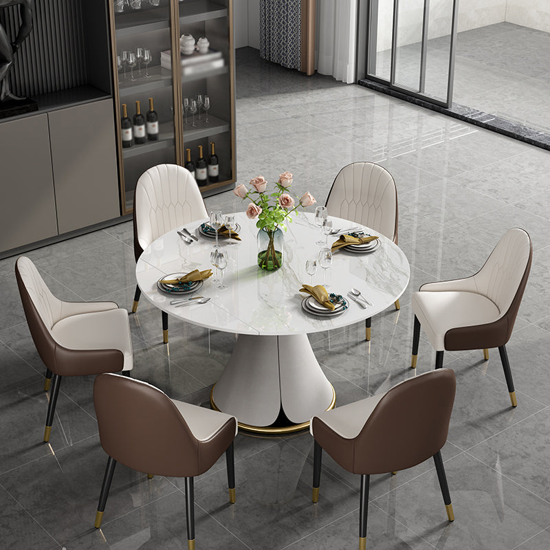Contemporary 1/4/5/7 Pieces Dining Set Round Dining Table Set with Pedestal Base