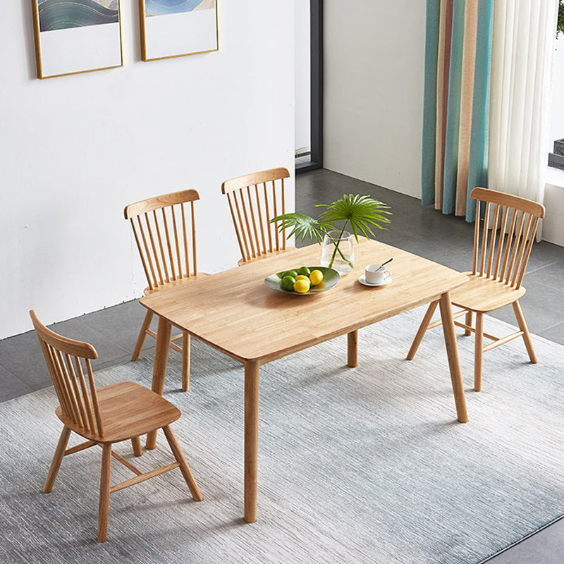1/2/5 Pcs Oak Wood Modern Dining Set with Rectangle Table Dinette Set