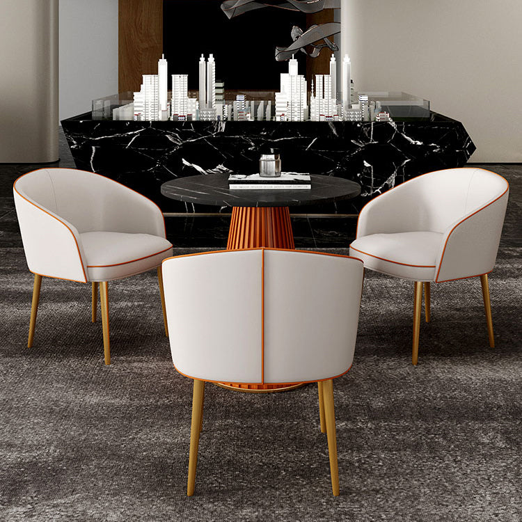 1/3/4/5 Pcs Metal Modern Dining Room Set with Round Table and Metal Base Dining Set