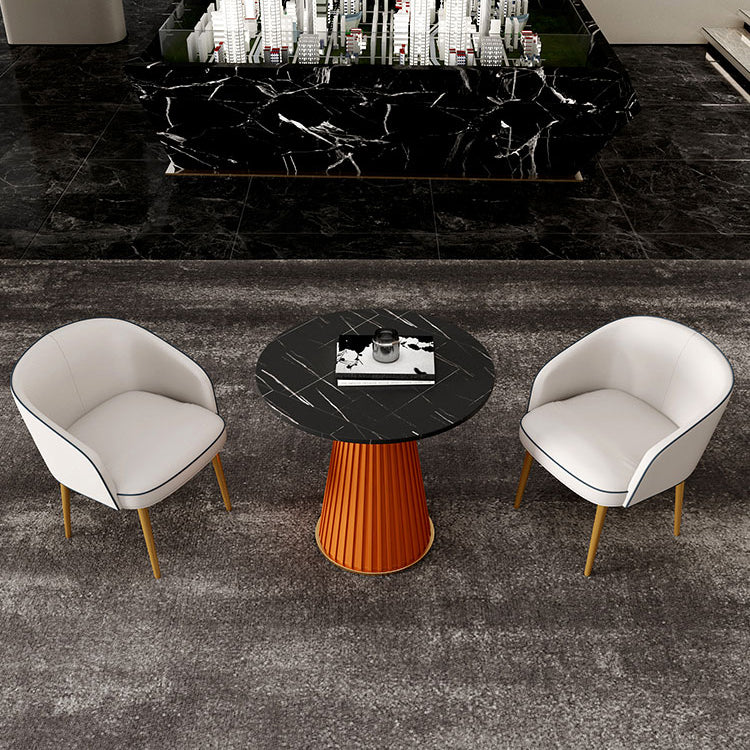 1/3/4/5 Pcs Metal Modern Dining Room Set with Round Table and Metal Base Dining Set