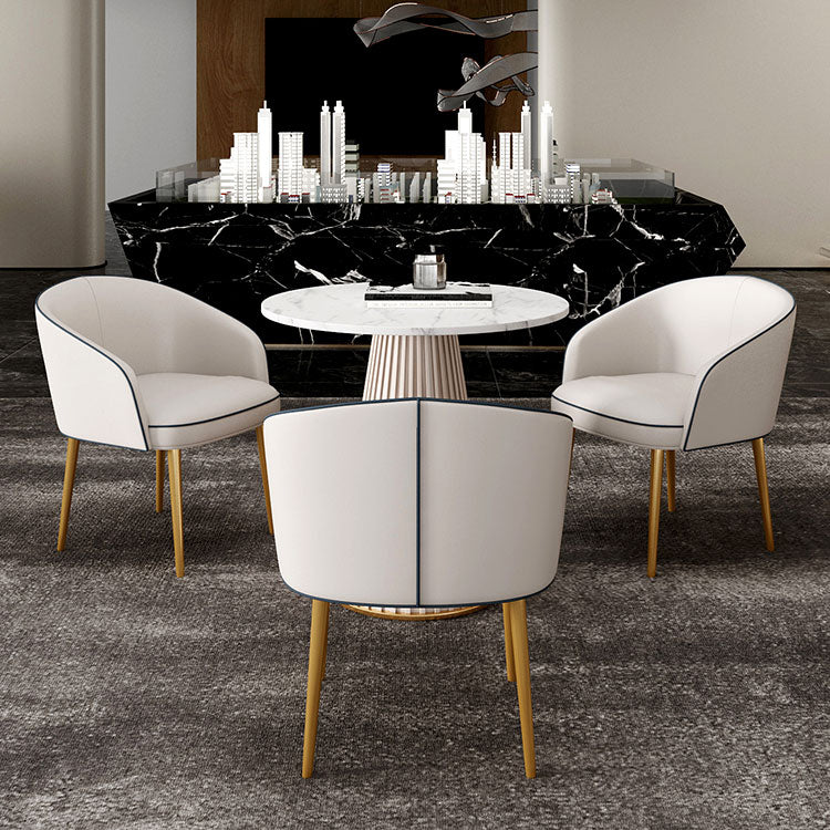 1/3/4/5 Pcs Metal Modern Dining Room Set with Round Table and Metal Base Dining Set