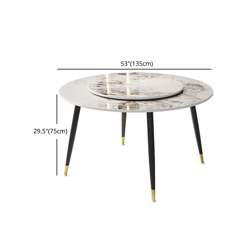 1/4/7 Pcs Metal Modern Dining Room Set with Round Table and Metal Base Dining Set