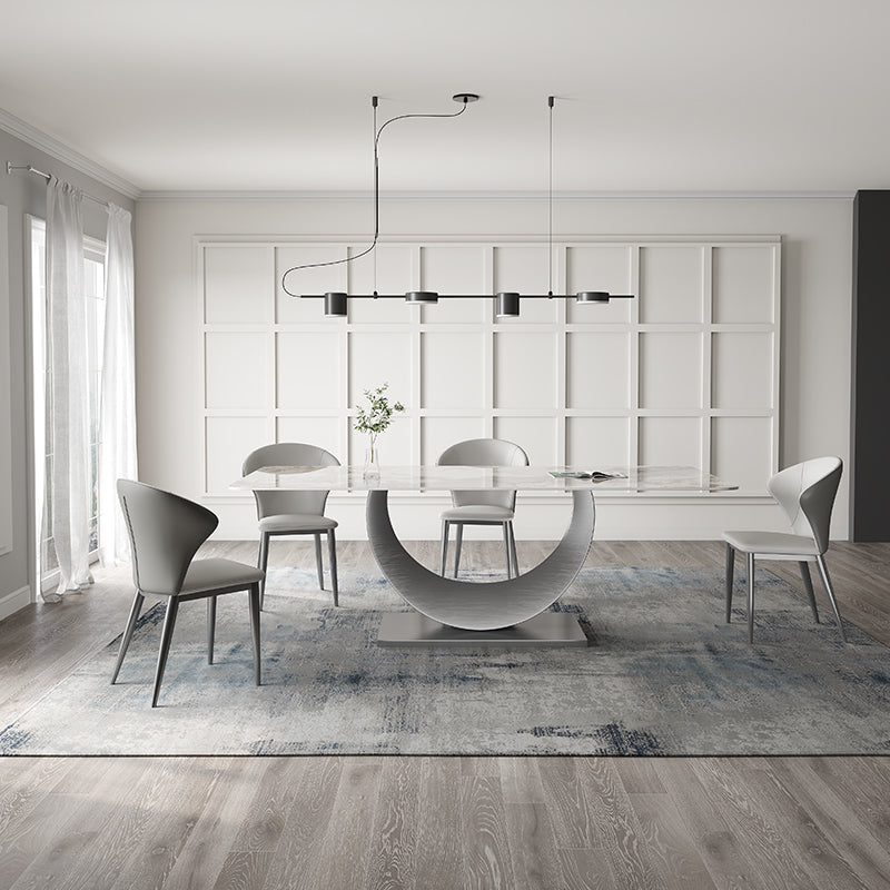 Luxury 1/3/4/5/7 Pieces Dining Set Sintered Stone Dining Table with Leather Chairs