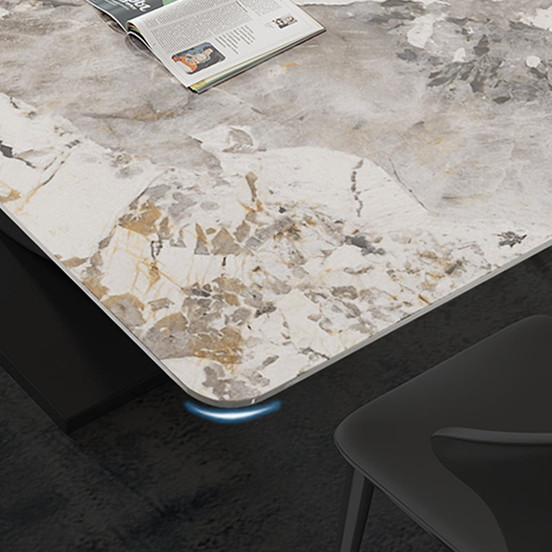 Luxury 1/3/4/5/7 Pieces Dining Set Sintered Stone Dining Table with Leather Chairs