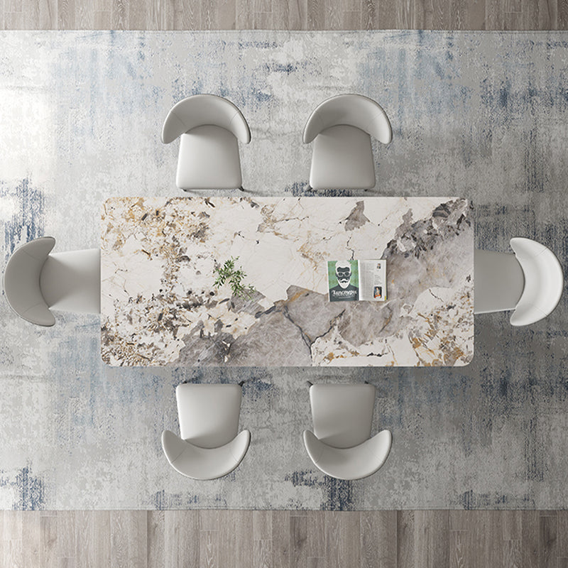 Luxury 1/3/4/5/7 Pieces Dining Set Sintered Stone Dining Table with Leather Chairs