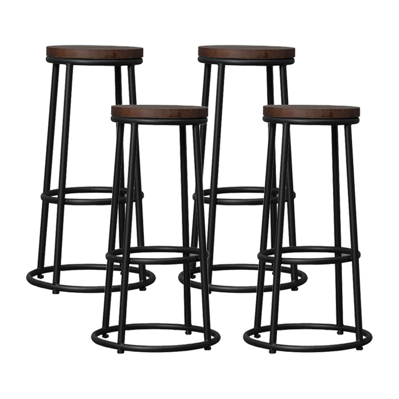 Modern Style Iron Bar Stool with Metal Footrest Simple Bar Stool for Bar