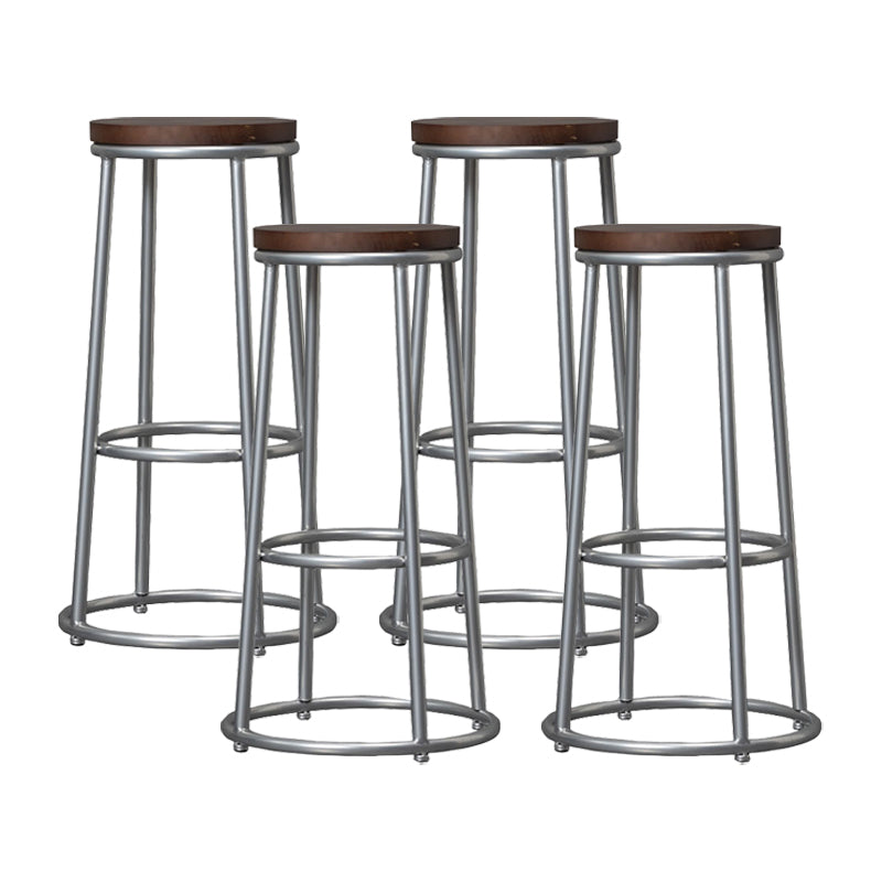 Modern Style Iron Bar Stool with Metal Footrest Simple Bar Stool for Bar
