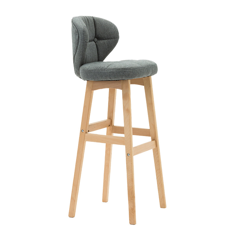 Taburete de bar de estilo escandinavo con respaldo bajo y patas de madera para restaurante y bar