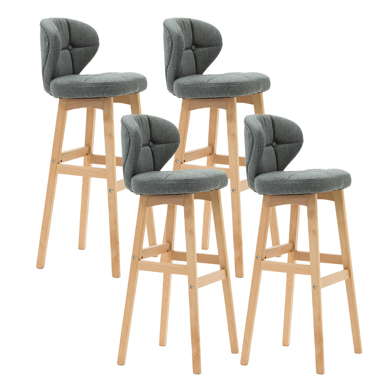 Taburete de bar de estilo escandinavo con respaldo bajo y patas de madera para restaurante y bar
