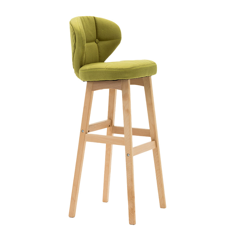 Taburete de bar de estilo escandinavo con respaldo bajo y patas de madera para restaurante y bar