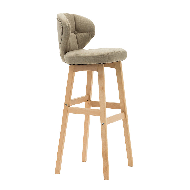 Taburete de bar de estilo escandinavo con respaldo bajo y patas de madera para restaurante y bar