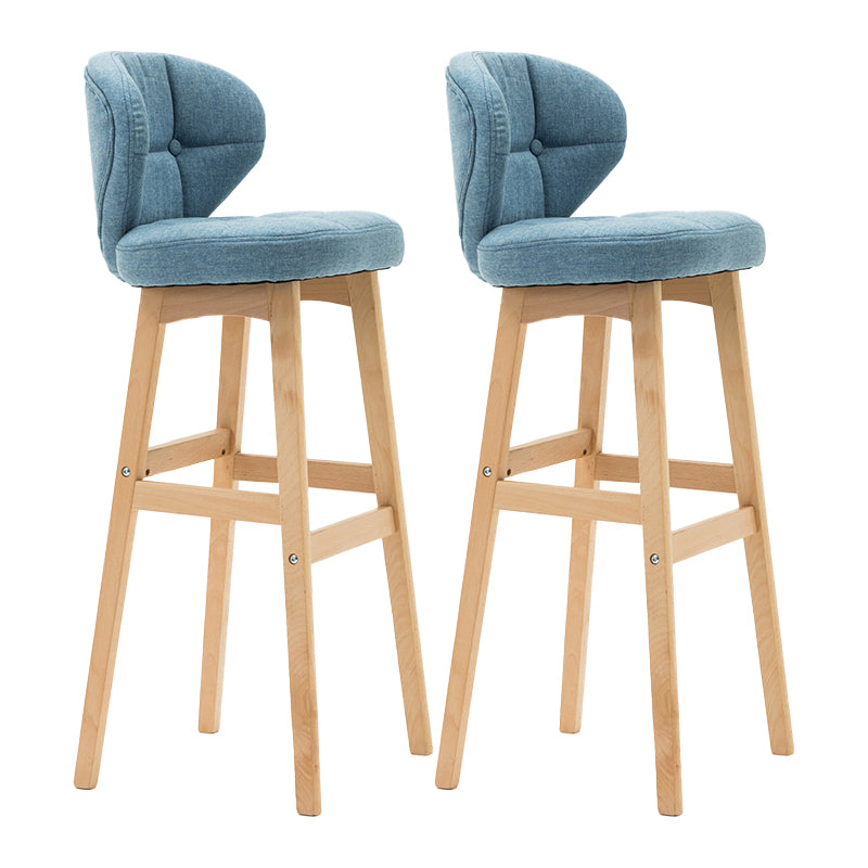 Taburete de bar de estilo escandinavo con respaldo bajo y patas de madera para restaurante y bar