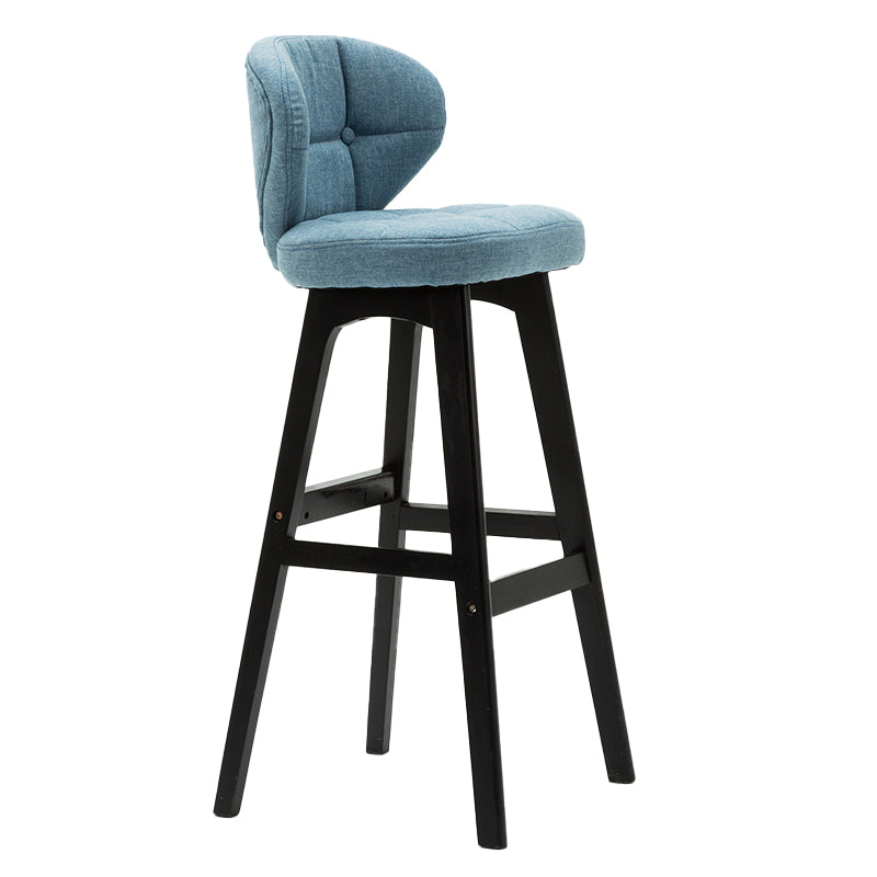 Taburete de bar de estilo escandinavo con respaldo bajo y patas de madera para restaurante y bar