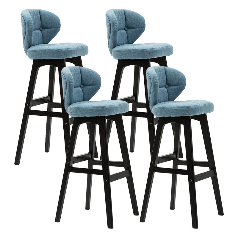 Taburete de bar de estilo escandinavo con respaldo bajo y patas de madera para restaurante y bar