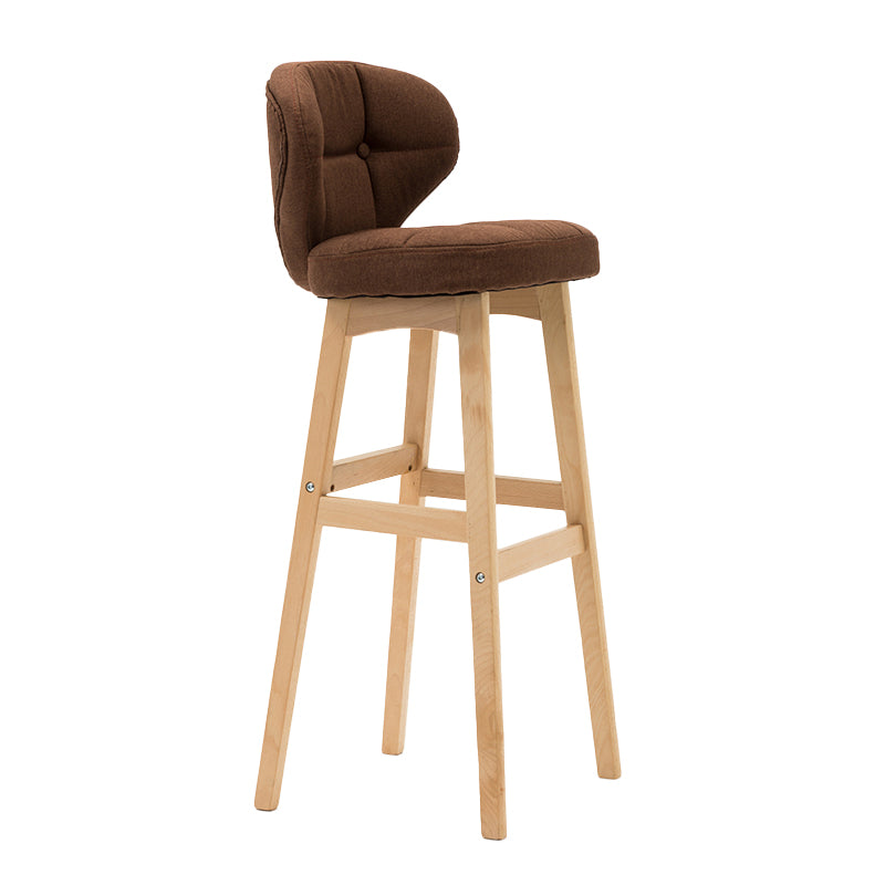 Taburete de bar de estilo escandinavo con respaldo bajo y patas de madera para restaurante y bar