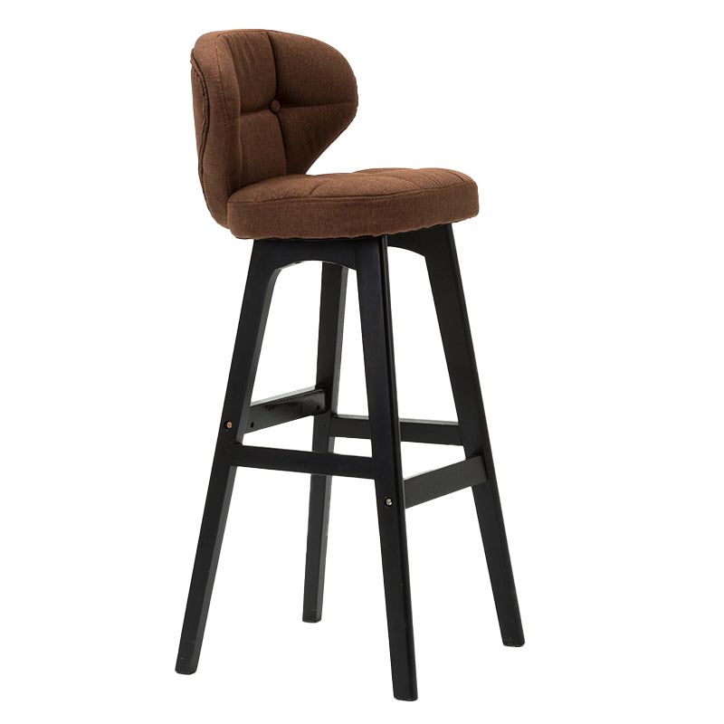Taburete de bar de estilo escandinavo con respaldo bajo y patas de madera para restaurante y bar