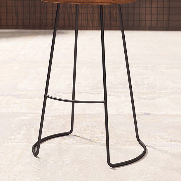 Modern Armless Backless Counter Stool Iron Cafe Bar Stool with Wooden Seat