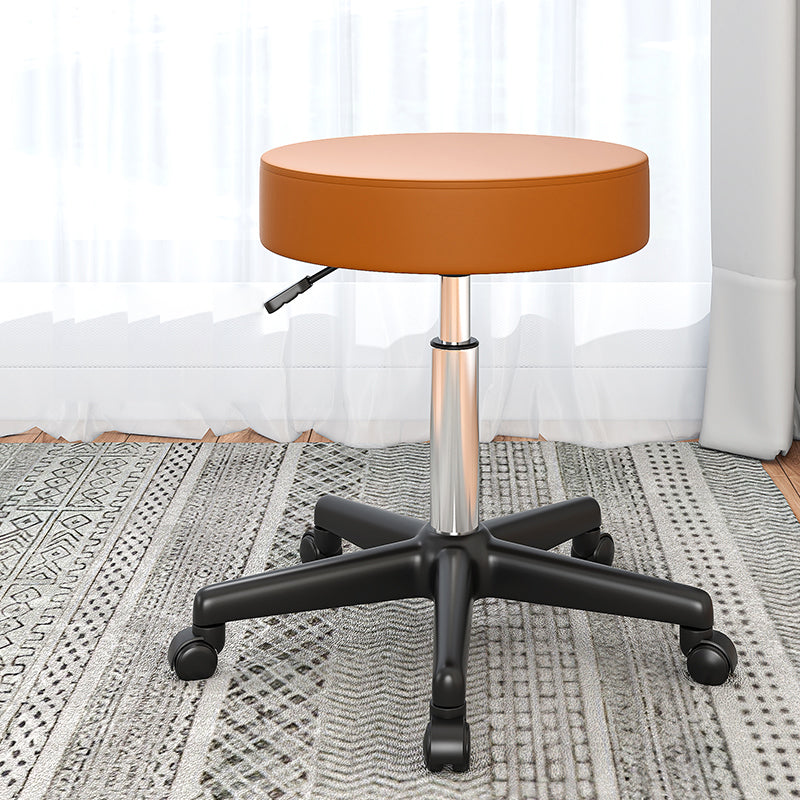 Taburete de bar de acero elevable giratorio moderno para cafetería con cojín de cuero