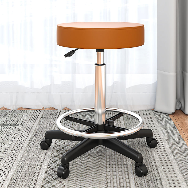 Taburete de bar de acero elevable giratorio moderno para cafetería con cojín de cuero