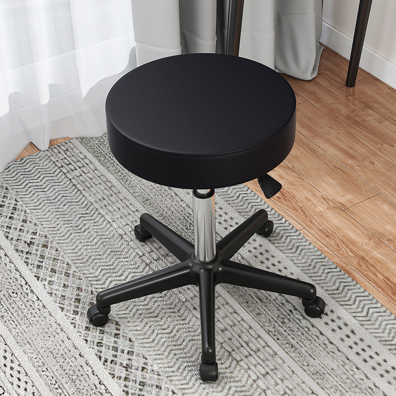 Taburete de bar de acero elevable giratorio moderno para cafetería con cojín de cuero