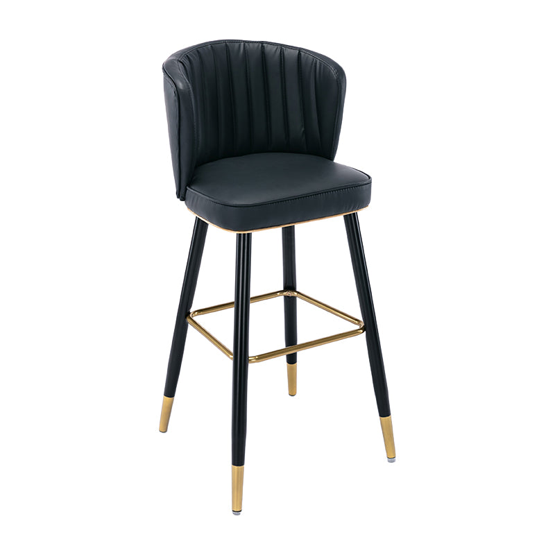 Moderno sgabello da barre di cassa con sgabelli da banco di schiena senza braccio con cuscino in pelle