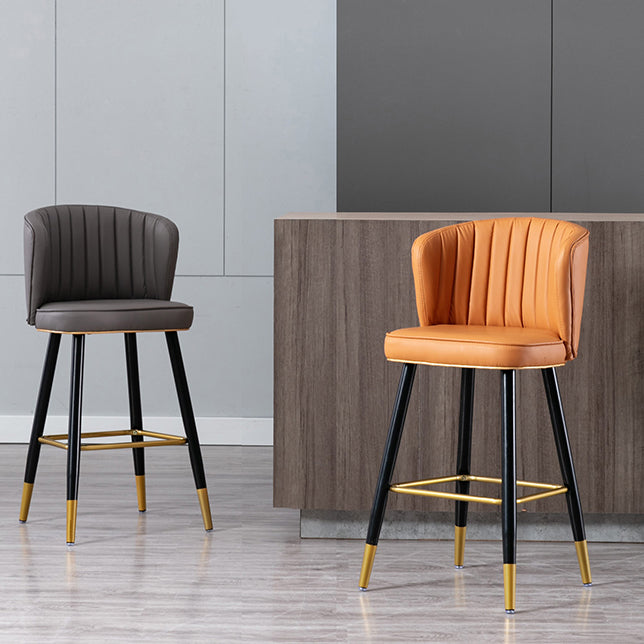 Moderno sgabello da barre di cassa con sgabelli da banco di schiena senza braccio con cuscino in pelle