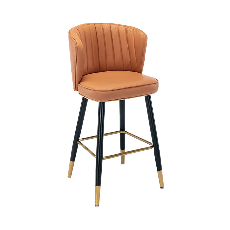 Moderno sgabello da barre di cassa con sgabelli da banco di schiena senza braccio con cuscino in pelle