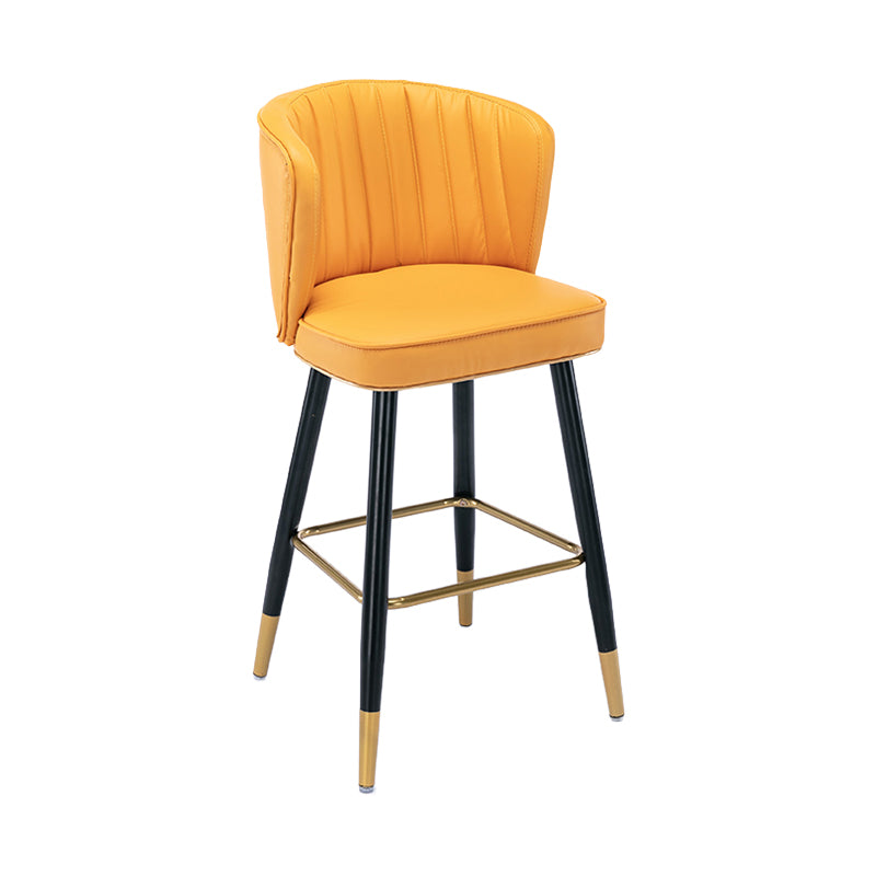 Moderno sgabello da barre di cassa con sgabelli da banco di schiena senza braccio con cuscino in pelle