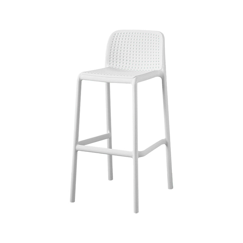 Taburetes de bar contemporáneos de plástico y metal, taburete de bar Bristol con respaldo bajo y reposapiés