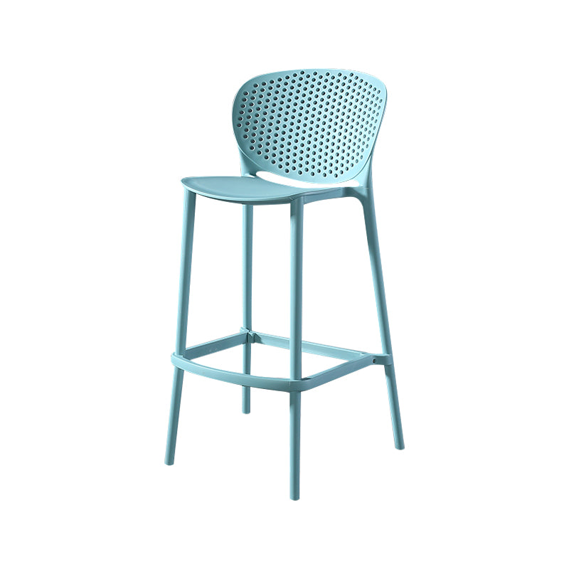 Taburetes de bar contemporáneos de plástico y metal, taburete de bar Bristol con respaldo bajo y reposapiés