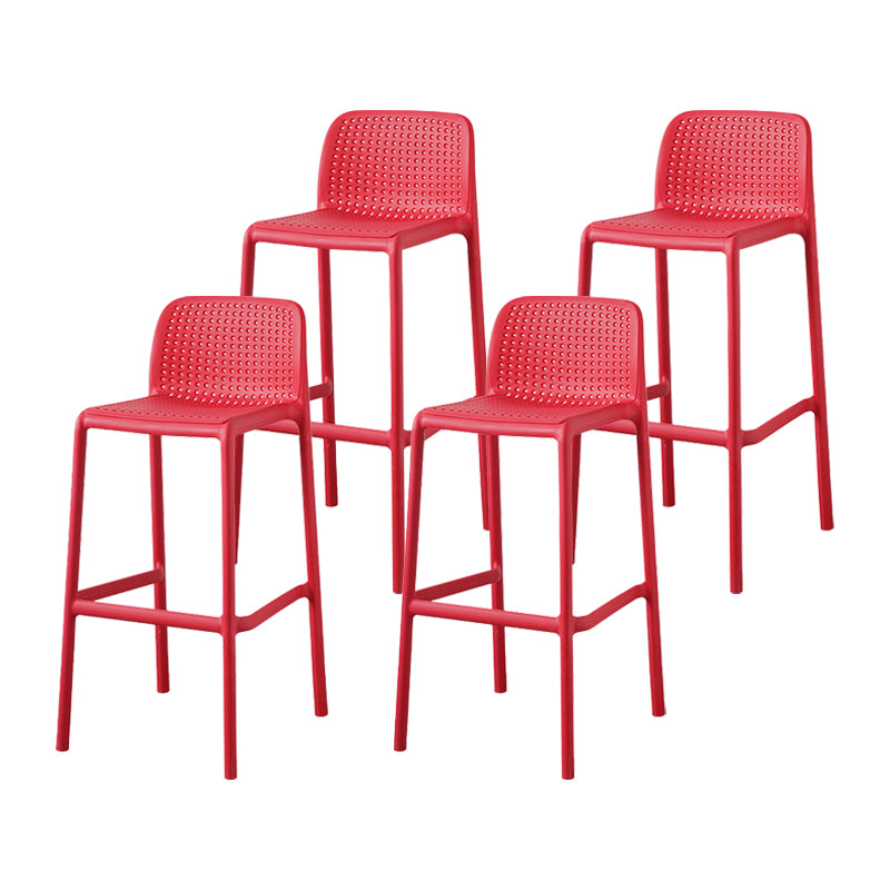 Taburetes de bar contemporáneos de plástico y metal, taburete de bar Bristol con respaldo bajo y reposapiés