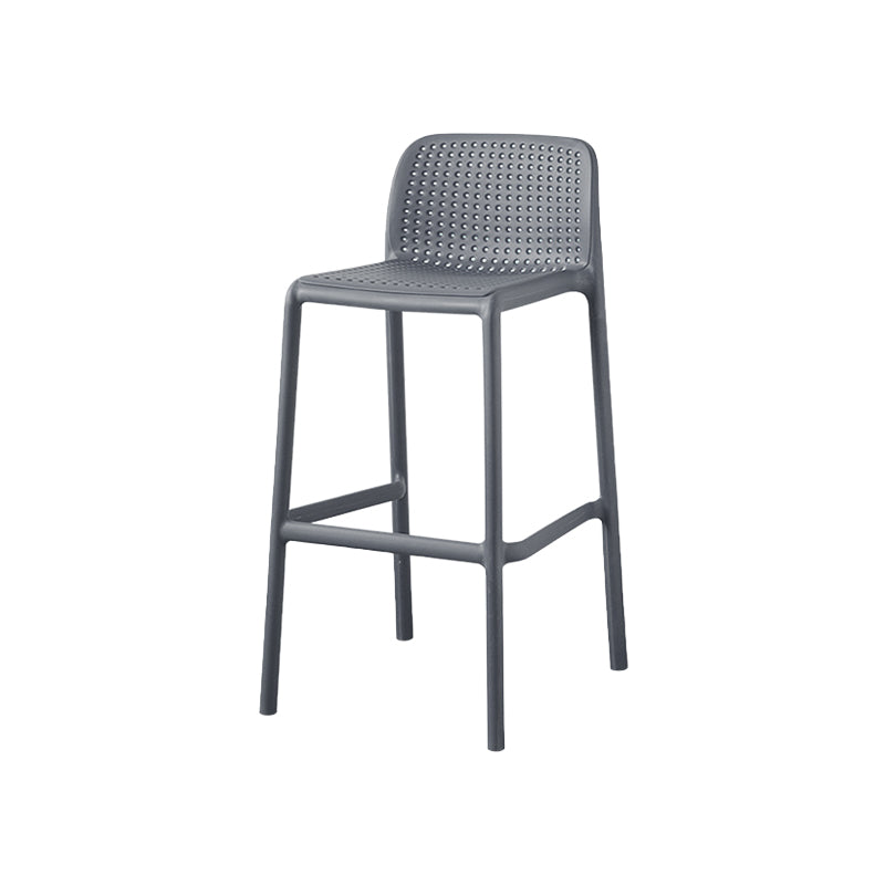 Taburetes de bar contemporáneos de plástico y metal, taburete de bar Bristol con respaldo bajo y reposapiés