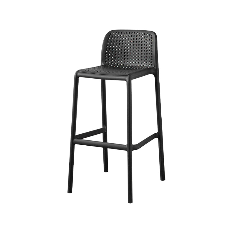 Taburetes de bar contemporáneos de plástico y metal, taburete de bar Bristol con respaldo bajo y reposapiés